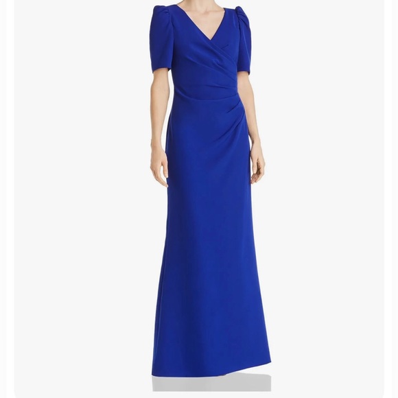 Adrianna Papell Dresses & Skirts - 👗Adriana Papell  Womens Blues zippered pouf V Neck Maxi Formal Sheath dress 🌷